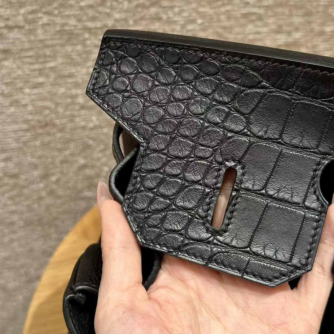 Hermes Birkin Touch 35 Bag Handmade In Togo Calfskin Leather And Matte Alligator Leather Gold Hardware Ck89 Noir - Image 8