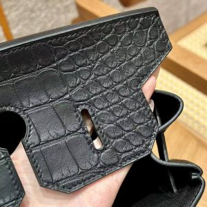 Hermes Birkin Touch 35 Bag Handmade In Togo Calfskin Leather And Matte Alligator Leather Gold Hardware Ck89 Noir - Image 7