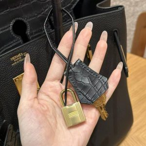 Hermes Birkin Touch 35 Bag Handmade In Togo Calfskin Leather And Matte Alligator Leather Gold Hardware Ck89 Noir - Image 4