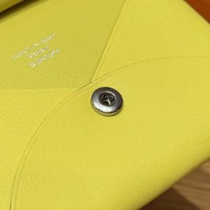 Hermes Calvi Duo Compact Card Holder Handmade In Swift And Chèvre Calfskin Leather Silver Hardware 9R Lime - Image 5