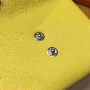 Hermes Calvi Duo Compact Card Holder Handmade In Swift And Chèvre Calfskin Leather Silver Hardware 9R Lime - Image 3