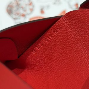 Hermes Calvi Duo Compact Card Holder Handmade In Swift And Chèvre Leather Silver Hardware X Rouge Piment - Image 7