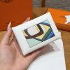Hermes Calvi Duo Compact Card Holder Handmade In Swift And Chèvre Leather Silver Hardware 0U New White