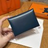 Hermes Calvi Duo Compact Card Holder Handmade In Box Calfskin Leather Silver Hardware 7P Bleu Da Prusse