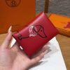 Hermes Calvi Duo Compact Card Holder Handmade In Swift And Chèvre Leather Silver Hardware X Rouge Piment