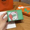 Hermes Calvi Duo Compact Card Holder Handmade In Swift And Chèvre Calfskin Leather Silver Hardware 0T Vert Comics