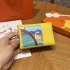 Hermes Calvi Duo Compact Card Holder Handmade In Swift And Chèvre Calfskin Leather Silver Hardware 9R Lime