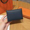 Hermes Calvi Duo Compact Card Holder Handmade In Epsom Calfskin Leather Silver Hardware Y7 Bleu Orage