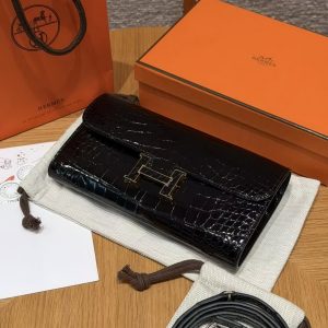 Hermes Constance To Go Wallet Handmade In Bright faced Alligator Leather from Mississippi Enamel Fittings Hardware 89 Nior - Image 11
