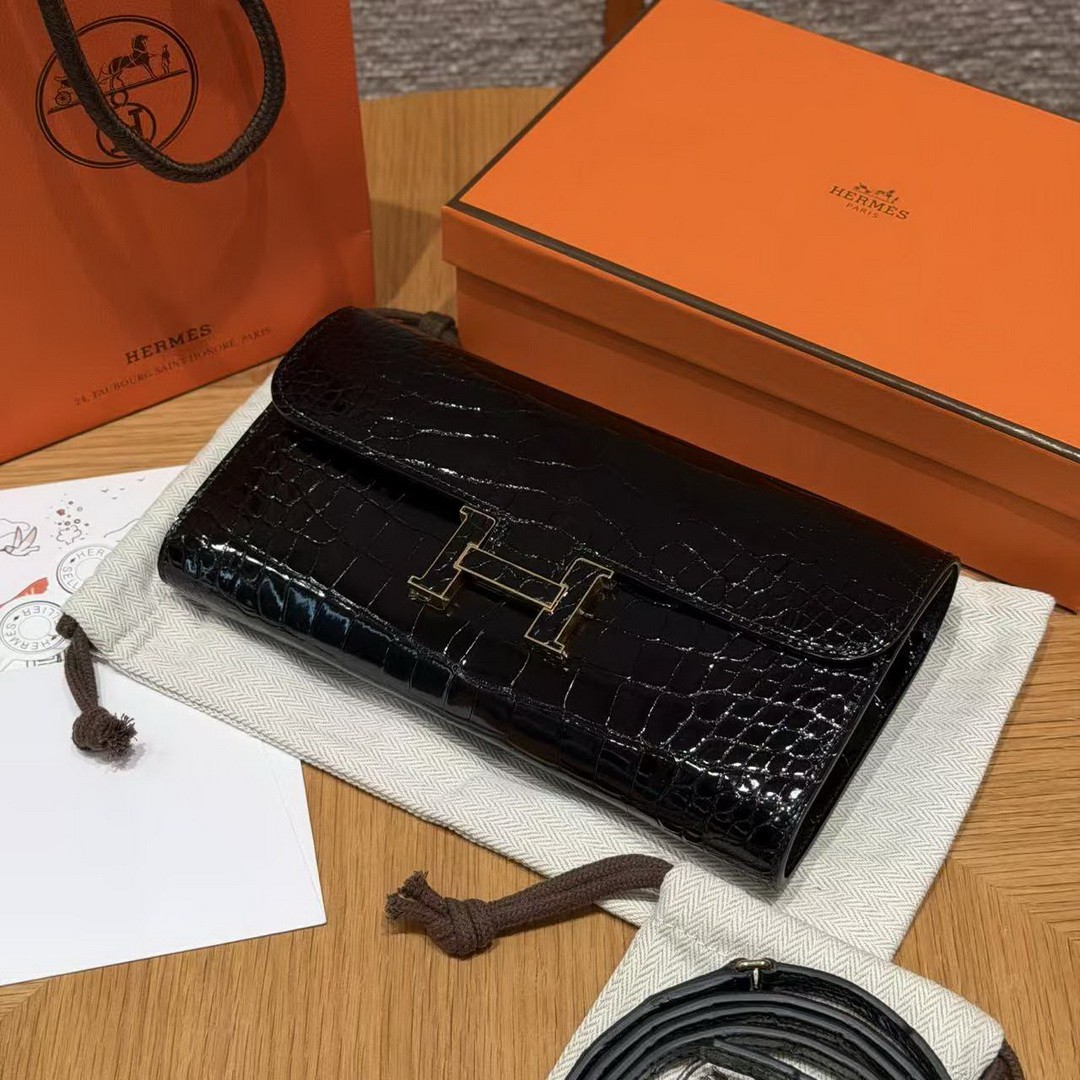 Hermes Constance To Go Wallet Handmade In Bright faced Alligator Leather from Mississippi Enamel Fittings Hardware 89 Nior - Image 11