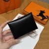 Hermes Calvi Duo Compact Card Holder Handmade In Box Calfskin Leather Silver Hardware 89 Noir