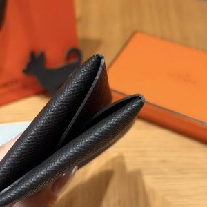 Hermes Calvi Duo Compact Card Holder Handmade In Epsom Calfskin Leather Silver Hardware 46 Ebene - Image 9