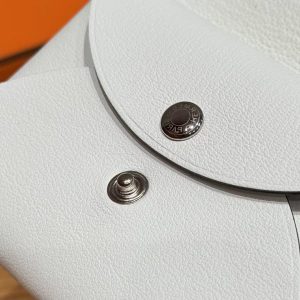 Hermes Calvi Duo Compact Card Holder Handmade In Swift And Chèvre Calfskin Leather 0U New White - Image 3