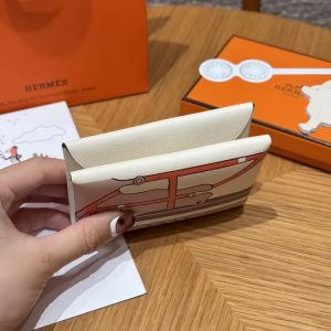 Hermes Calvi Duo Compact Card Holder Handmade In Swift And Chèvre Calfskin Leather I2 Nata - Image 13