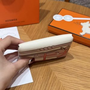 Hermes Calvi Duo Compact Card Holder Handmade In Swift And Chèvre Calfskin Leather I2 Nata - Image 12