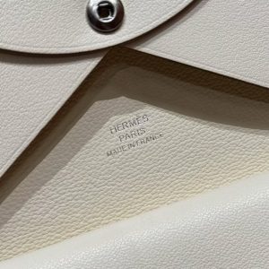 Hermes Calvi Duo Compact Card Holder Handmade In Swift And Chèvre Calfskin Leather I2 Nata - Image 9