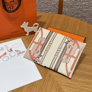 Hermes Calvi Duo Compact Card Holder Handmade In Swift And Chèvre Calfskin Leather I2 Nata - Image 7