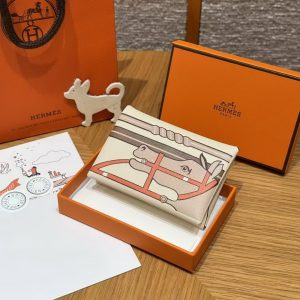 Hermes Calvi Duo Compact Card Holder Handmade In Swift And Chèvre Calfskin Leather I2 Nata - Image 6