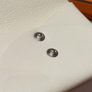 Hermes Calvi Duo Compact Card Holder Handmade In Swift And Chèvre Calfskin Leather I2 Nata - Image 3