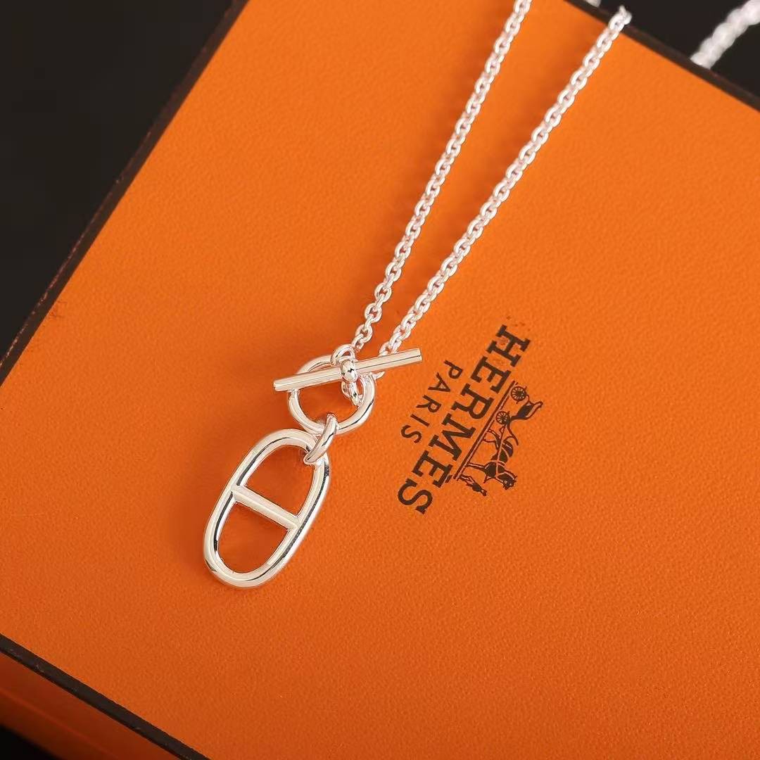 Hermes Chaine D'ancre Pendant Necklace Sterling Silver H104141B 00 - Image 6