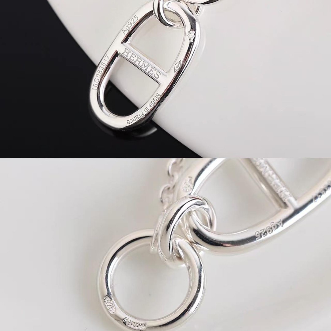 Hermes Chaine D'ancre Pendant Necklace Sterling Silver H104141B 00 - Image 4