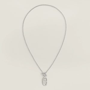 Hermes Chaine D'ancre Pendant Necklace Sterling Silver H104141B 00