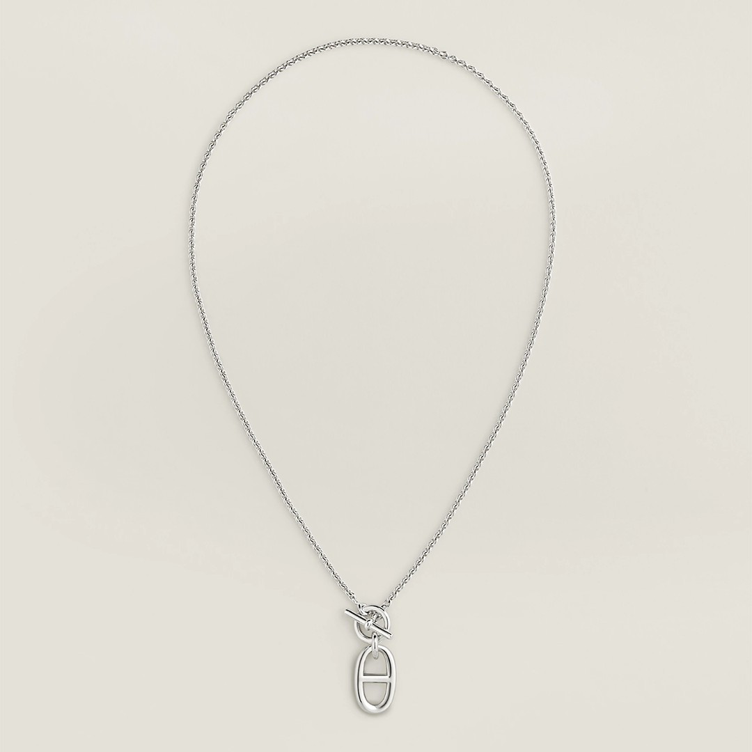 Hermes Chaine D'ancre Pendant Necklace Sterling Silver H104141B 00
