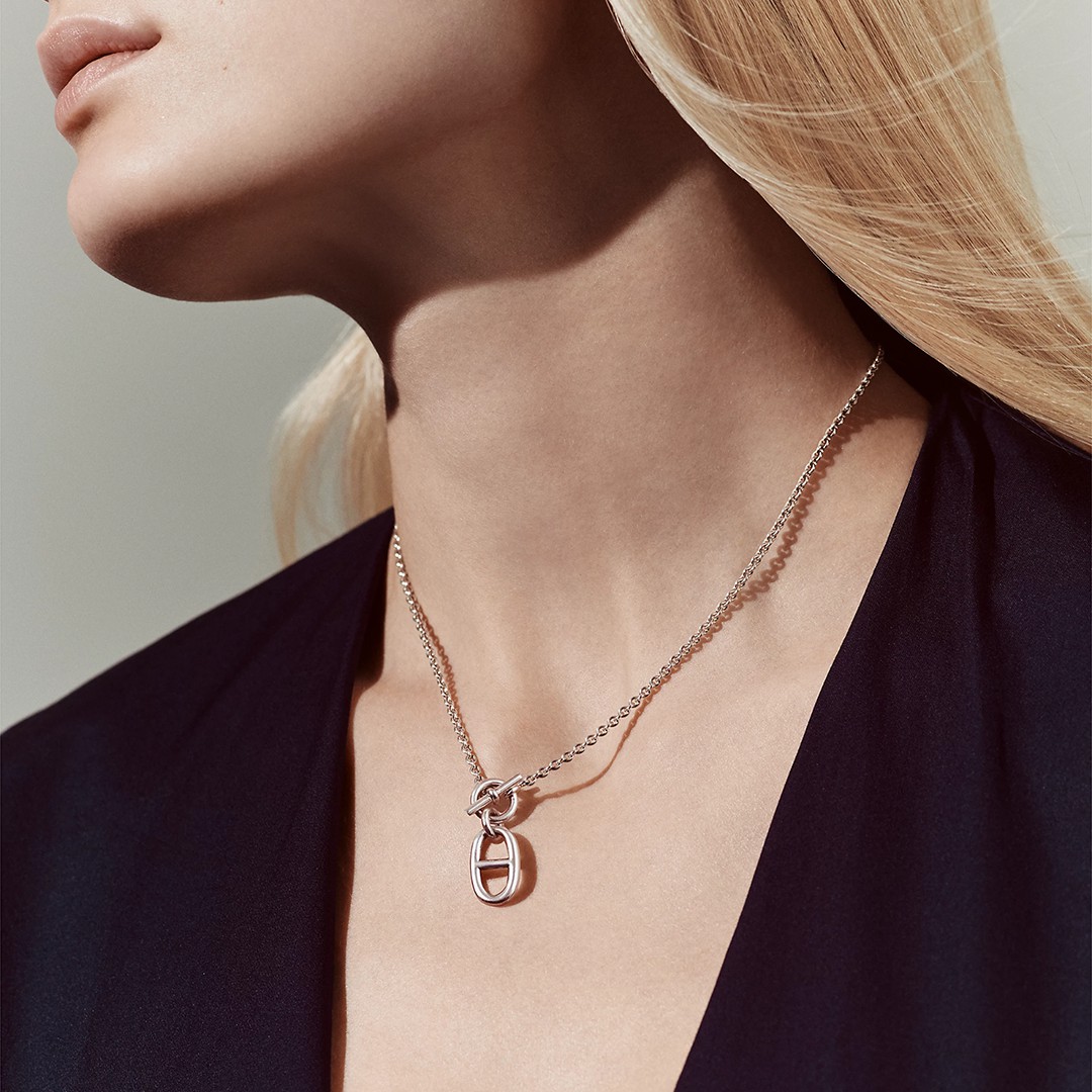 Hermes Chaine D'ancre Pendant Necklace Sterling Silver H104141B 00 - Image 3