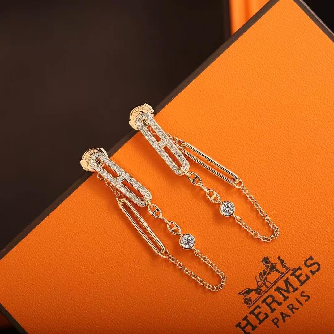 Hermes Chaine d'ancre Chaos Earrings Rose Gold H222516B 00 - Image 8