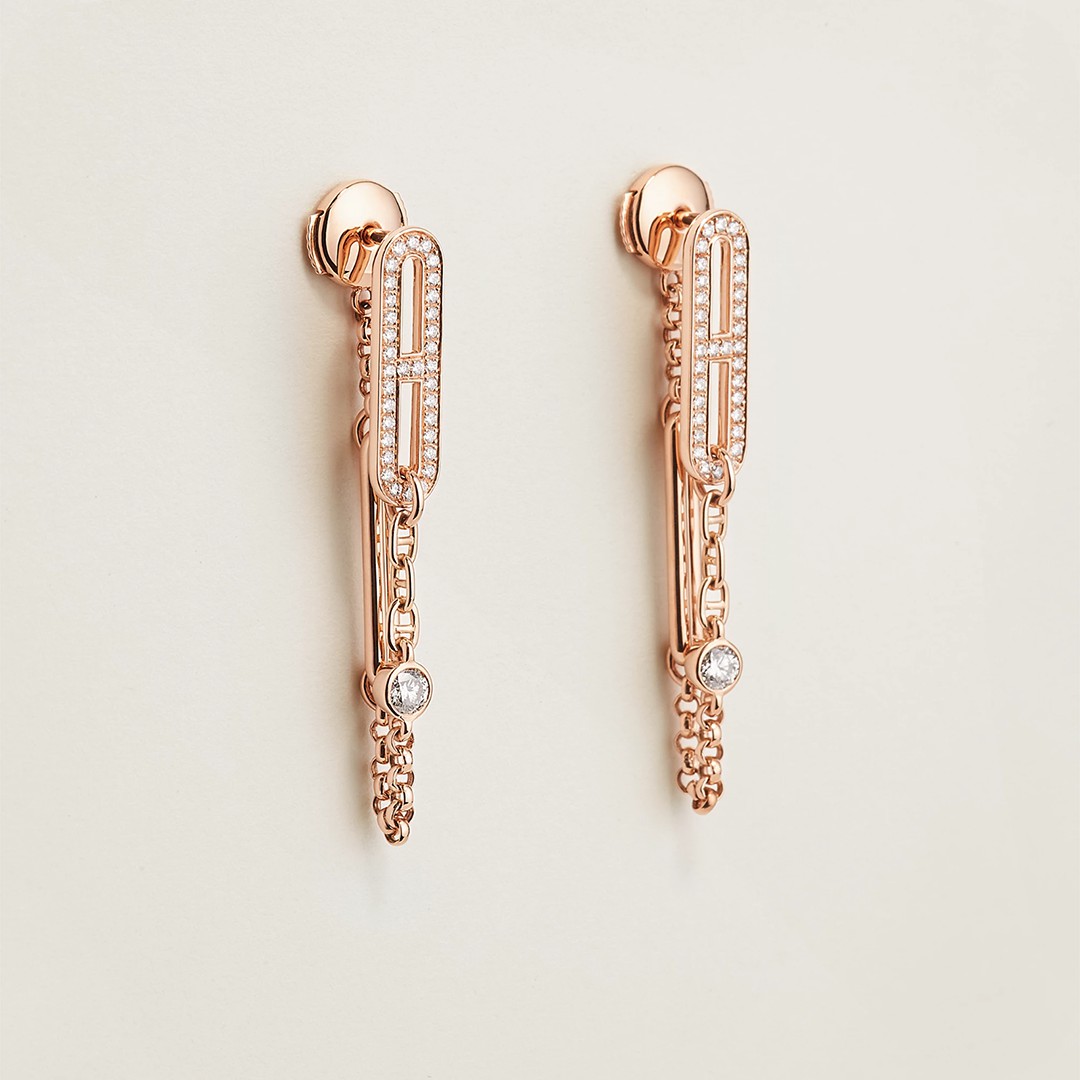 Hermes Chaine d'ancre Chaos Earrings Rose Gold H222516B 00