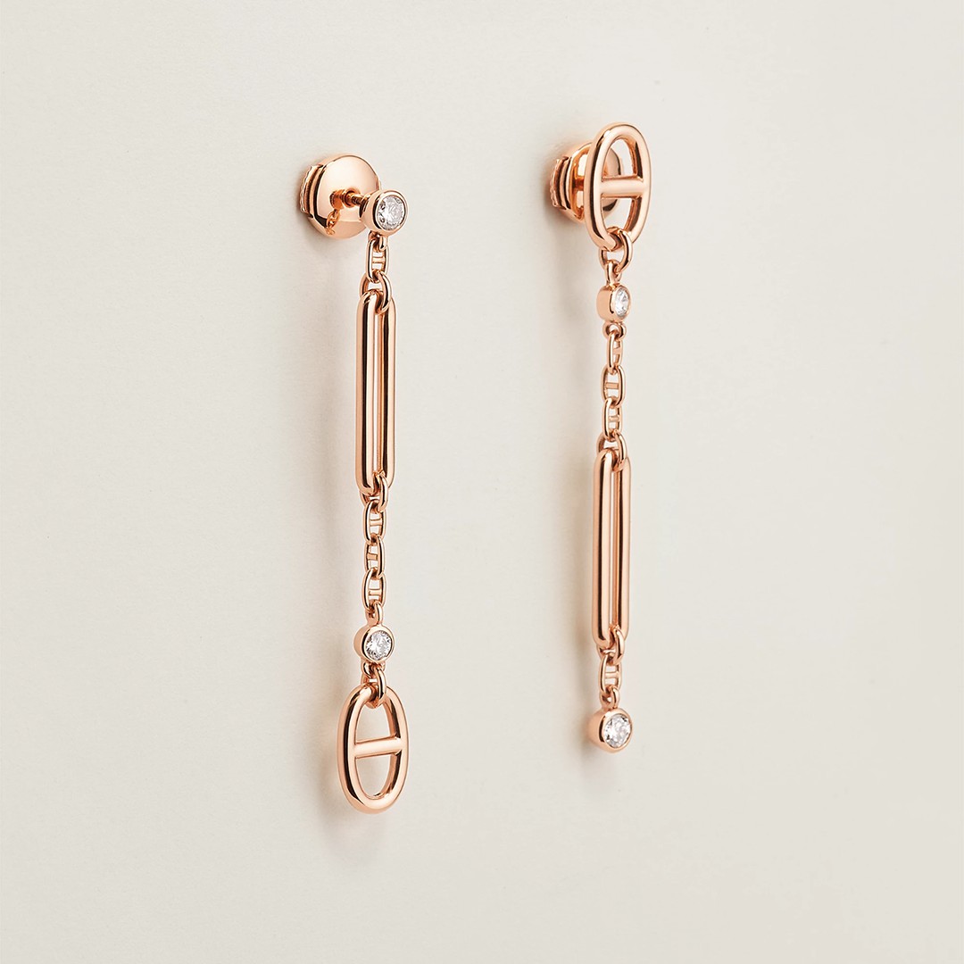 Hermes Chaine d'ancre Chaos Earrings Rose Gold H222519B 00