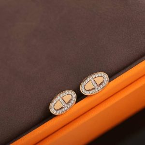 Hermes Chaine d'ancre Contour Stud Earrings Rose Gold H122504B 00 - Image 7