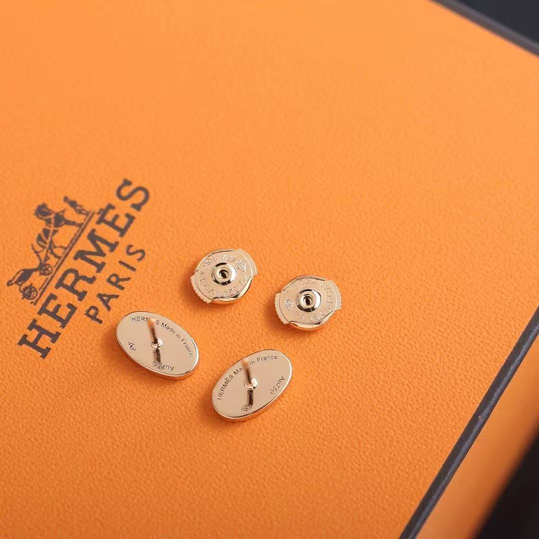 Hermes Chaine d'ancre Contour Stud Earrings Rose Gold H122504B 00 - Image 6