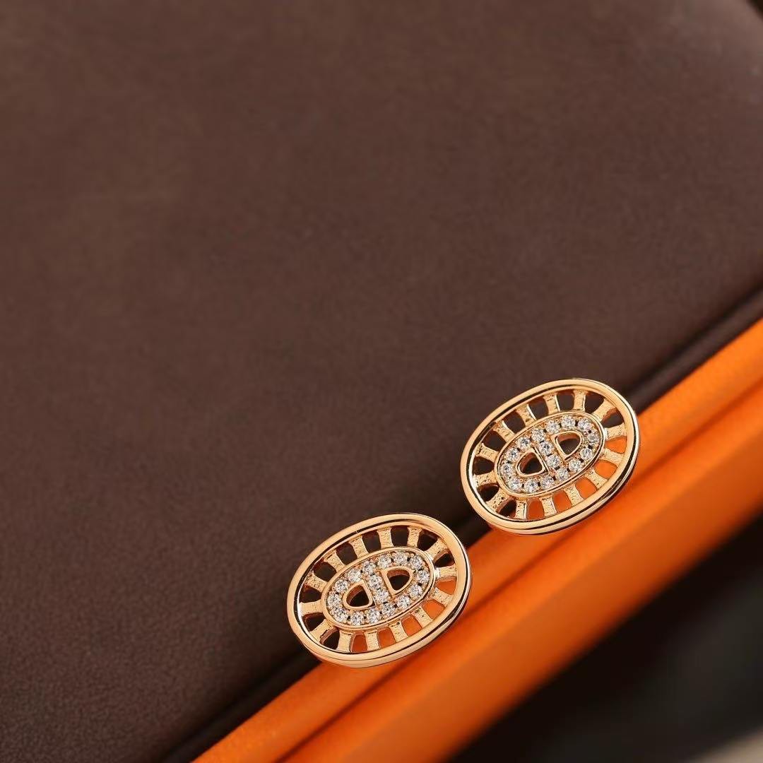 Hermes Chaine d'ancre Divine Stud Earrings Rose Gold H222521B 00 - Image 7