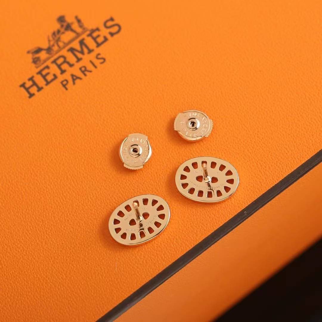 Hermes Chaine d'ancre Divine Stud Earrings Rose Gold H222521B 00 - Image 6