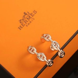 Hermes Chaine d'ancre Enchainee Ear Climber Earrings Sterling Silver H122506B 00 - Image 9