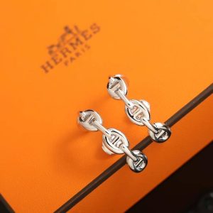 Hermes Chaine d'ancre Enchainee Ear Climber Earrings Sterling Silver H122506B 00 - Image 8