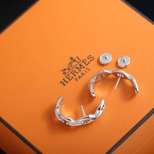 Hermes Chaine d'ancre Enchainee Ear Climber Earrings Sterling Silver H122506B 00 - Image 7