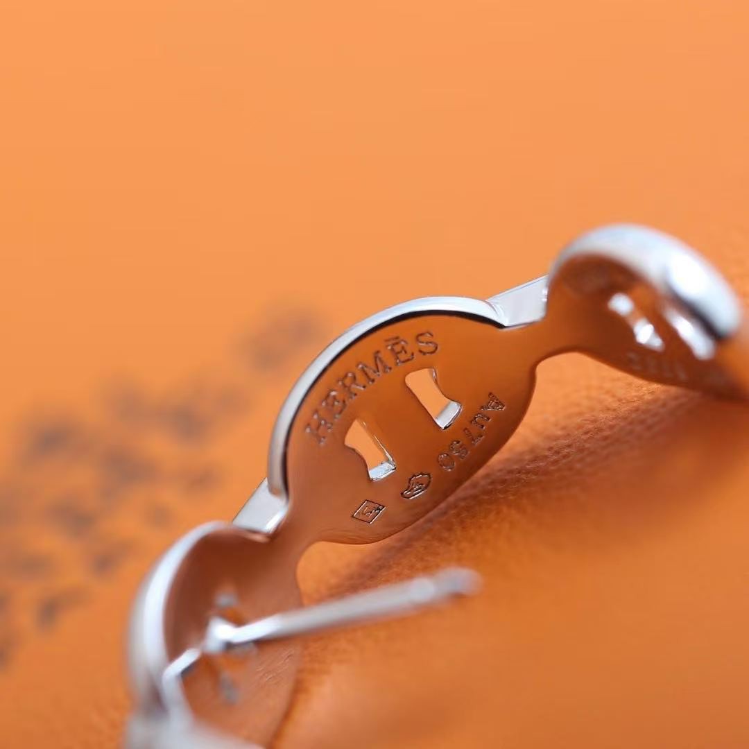 Hermes Chaine d'ancre Enchainee Ear Climber Earrings Sterling Silver H122506B 00 - Image 4