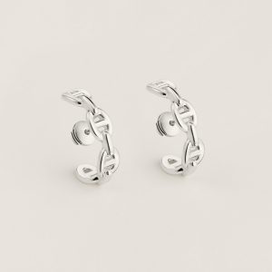 Hermes Chaine d'ancre Enchainee Ear Climber Earrings Sterling Silver H122506B 00