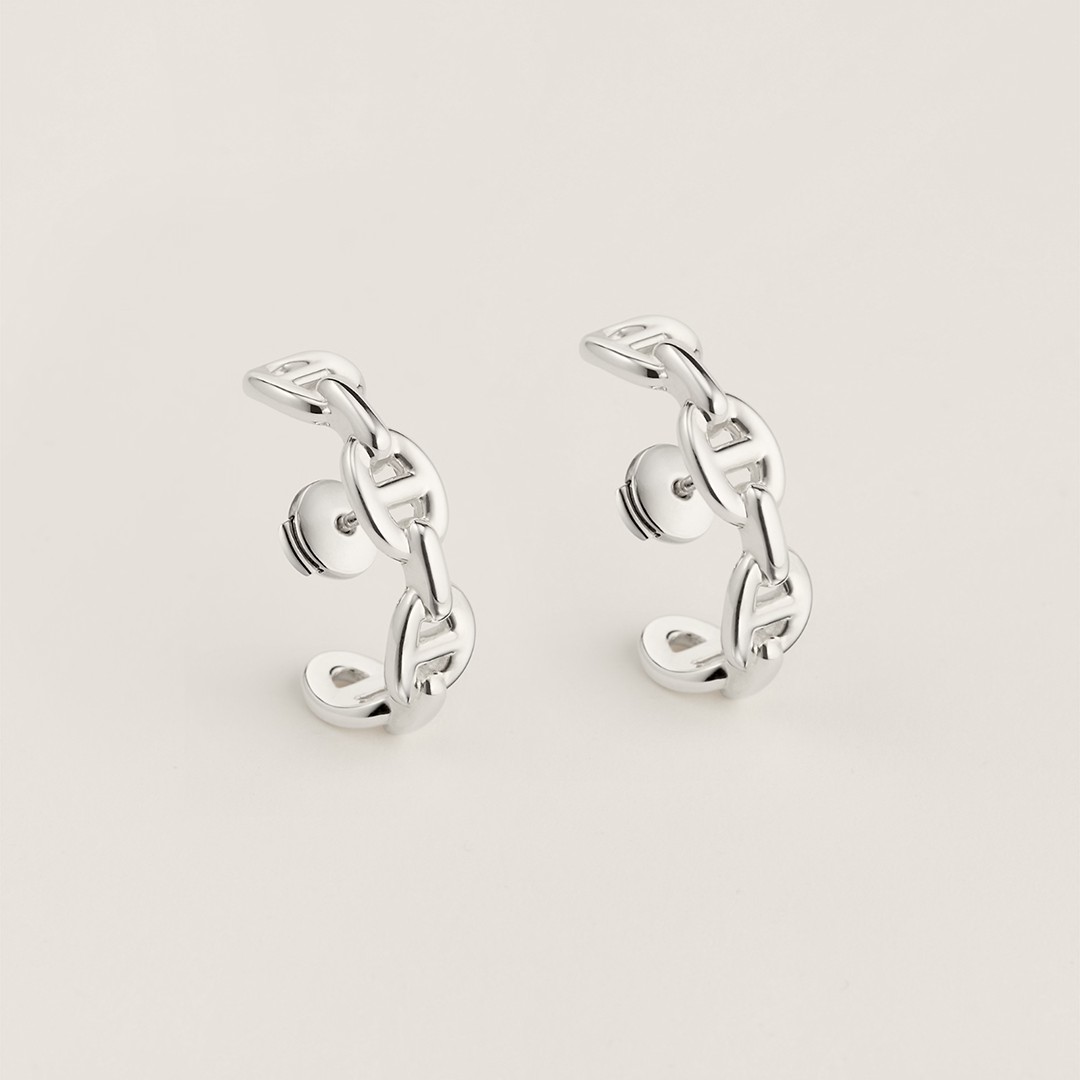 Hermes Chaine d'ancre Enchainee Ear Climber Earrings Sterling Silver H122506B 00