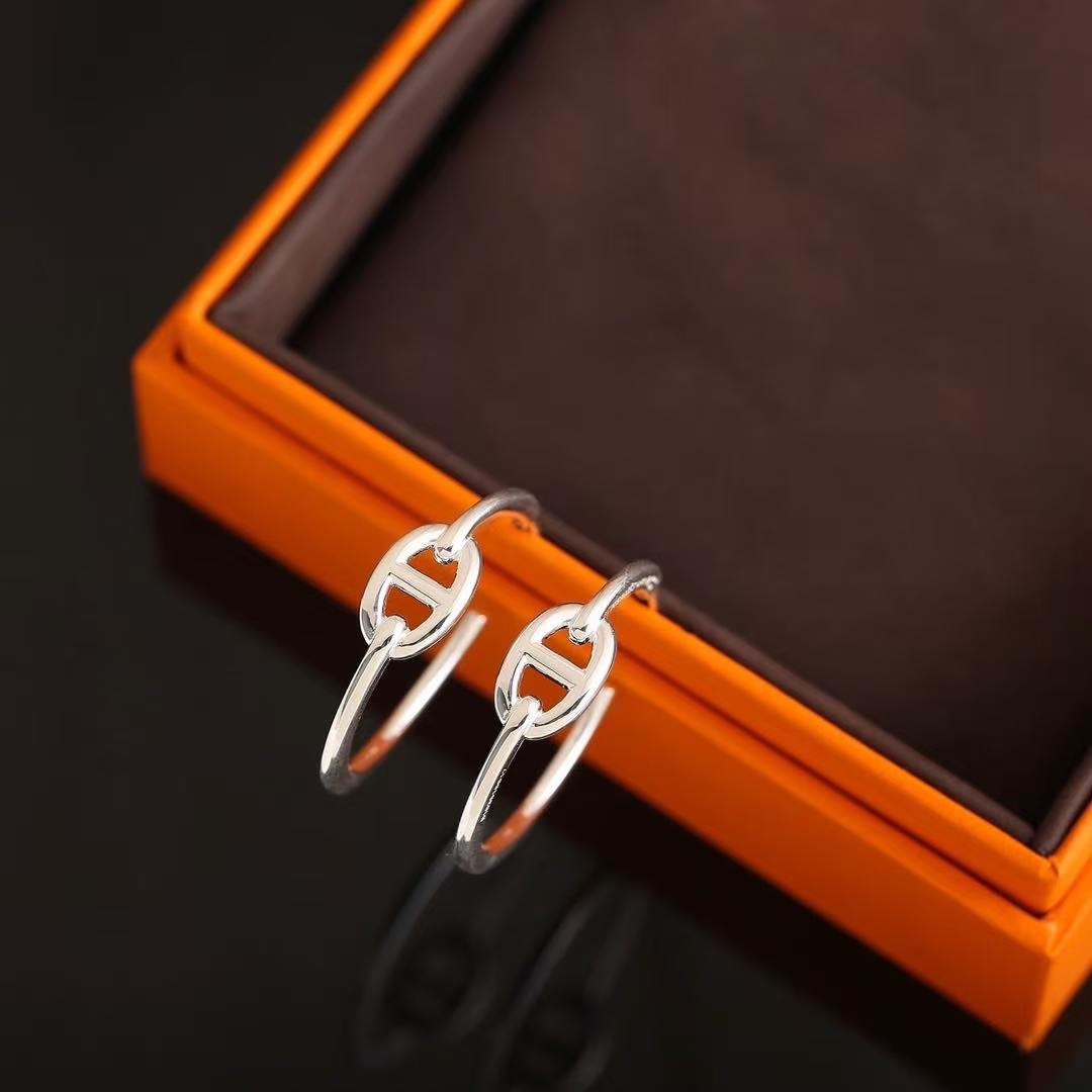 Hermes Chaine d'ancre Enchainee Earrings Sterling Silver H109510B 00 - Image 7