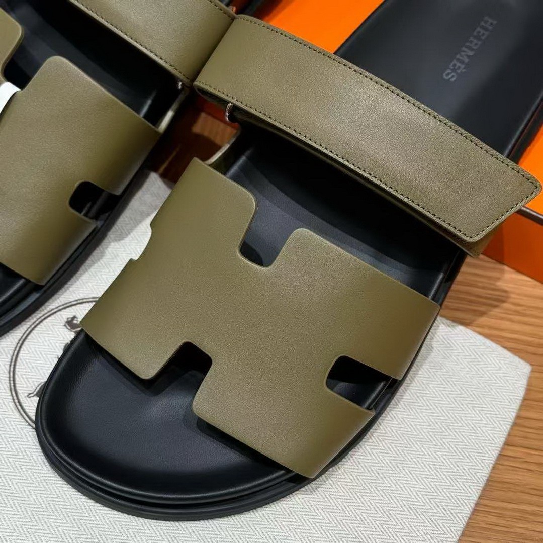 Hermes Chypre Sandal Men Techno-sandal Calfskin Army Green - Image 8