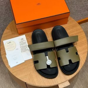Hermes Chypre Sandal Men Techno-sandal Calfskin Army Green - Image 4