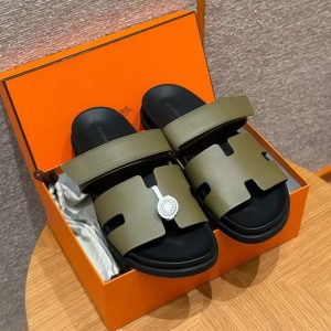 Hermes Chypre Sandal Men Techno-sandal Calfskin Army Green - Image 3