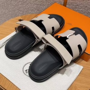 Hermes Chypre Sandal Men Techno-sandal Calfskin Beige Galet H222858ZHBG390 - Image 16