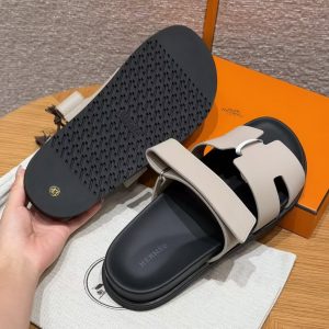 Hermes Chypre Sandal Men Techno-sandal Calfskin Beige Galet H222858ZHBG390 - Image 15