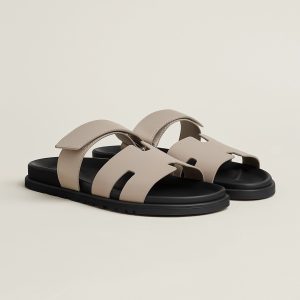Hermes Chypre Sandal Men Techno-sandal Calfskin Beige Galet H222858ZHBG390 - Image 4