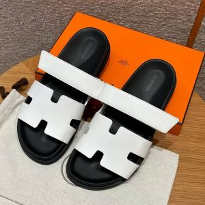 Hermes Chypre Sandal Men Techno-sandal Calfskin Blanc