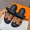 Hermes Chypre Sandal Men Techno-sandal Calfskin Epsom Calfskin Naturel Black